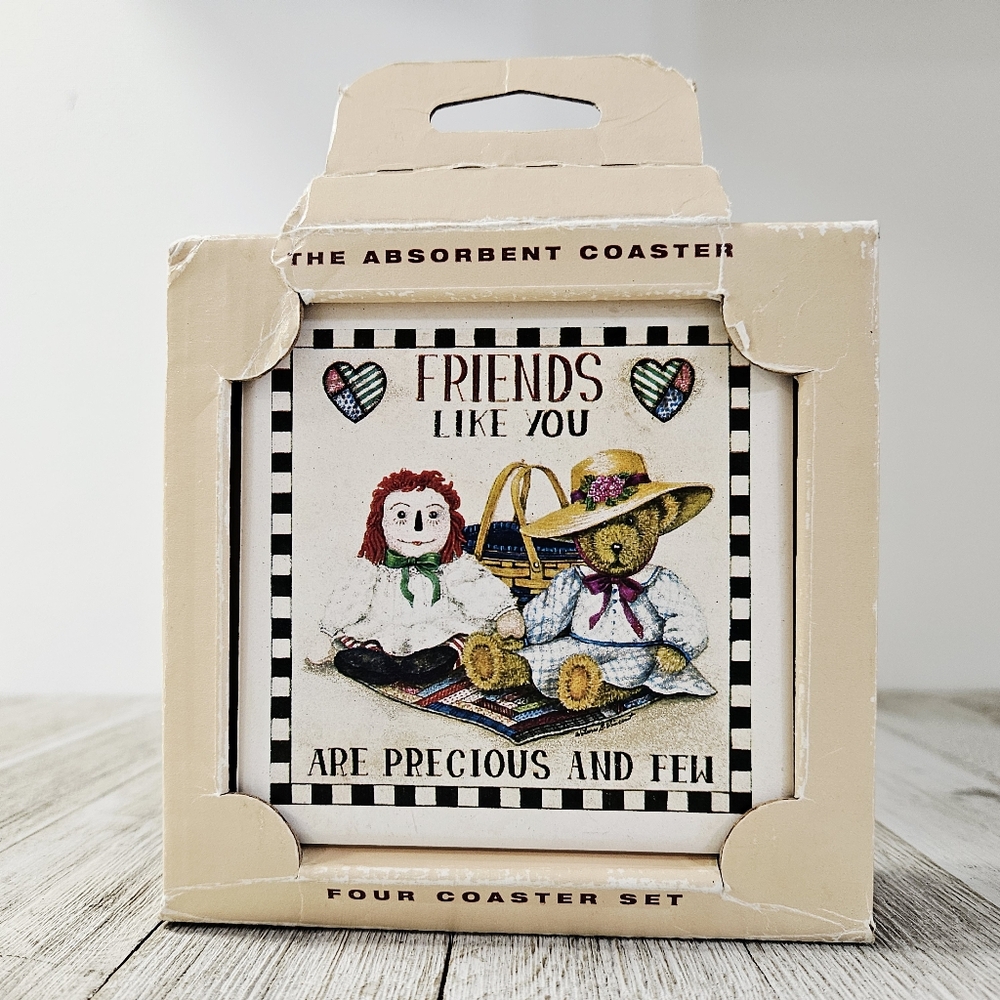 VTG The Absorbant Coaster 4 Coaster Set Friends Like You Are Precious and Few Re
